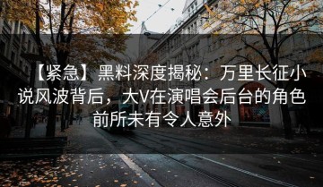 【紧急】黑料深度揭秘：万里长征小说风波背后，大V在演唱会后台的角色前所未有令人意外