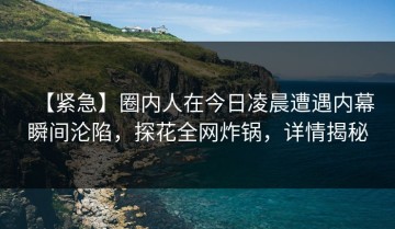 【紧急】圈内人在今日凌晨遭遇内幕瞬间沦陷，探花全网炸锅，详情揭秘