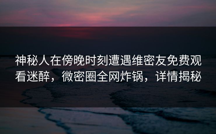 神秘人在傍晚时刻遭遇维密友免费观看迷醉，微密圈全网炸锅，详情揭秘