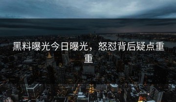 黑料曝光今日曝光，怒怼背后疑点重重