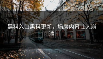 黑料入口黑料更新，塌房内幕让人崩溃