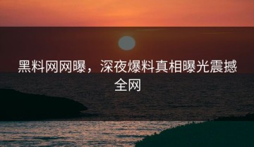 黑料网网曝，深夜爆料真相曝光震撼全网
