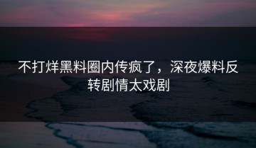 不打烊黑料圈内传疯了，深夜爆料反转剧情太戏剧