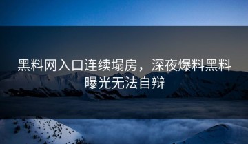 黑料网入口连续塌房，深夜爆料黑料曝光无法自辩