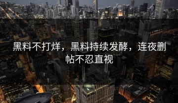 黑料不打烊，黑料持续发酵，连夜删帖不忍直视