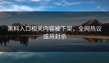 黑料入口相关内容被下架，全网热议或将封杀