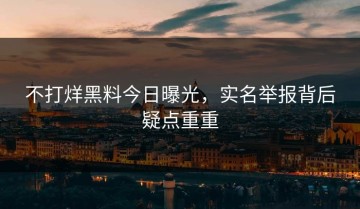 不打烊黑料今日曝光，实名举报背后疑点重重