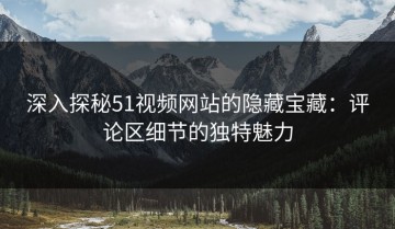 深入探秘51视频网站的隐藏宝藏：评论区细节的独特魅力