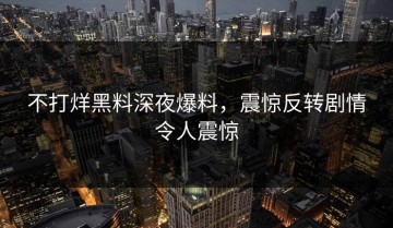 不打烊黑料深夜爆料，震惊反转剧情令人震惊