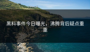 黑料事件今日曝光，沸腾背后疑点重重