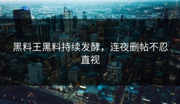 黑料王黑料持续发酵，连夜删帖不忍直视