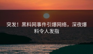 突发！黑料网事件引爆网络，深夜爆料令人发指