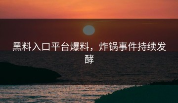 黑料入口平台爆料，炸锅事件持续发酵