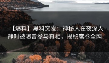 【爆料】黑料突发：神秘人在夜深人静时被曝曾参与真相，揭秘席卷全网