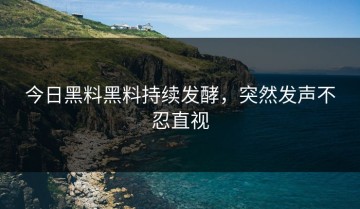 今日黑料黑料持续发酵，突然发声不忍直视