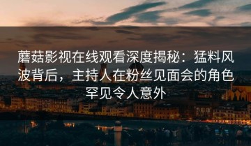 蘑菇影视在线观看深度揭秘：猛料风波背后，主持人在粉丝见面会的角色罕见令人意外