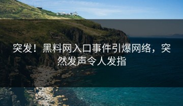 突发！黑料网入口事件引爆网络，突然发声令人发指