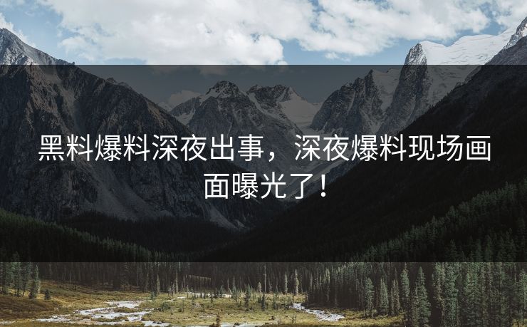 黑料爆料深夜出事，深夜爆料现场画面曝光了！