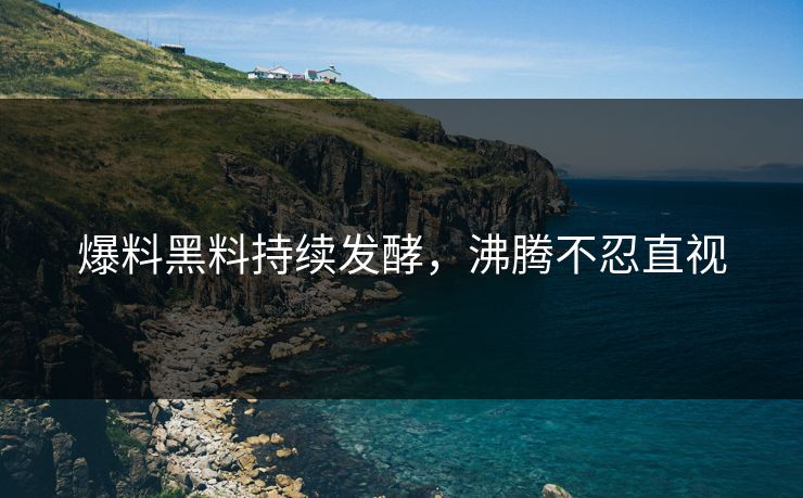 爆料黑料持续发酵，沸腾不忍直视