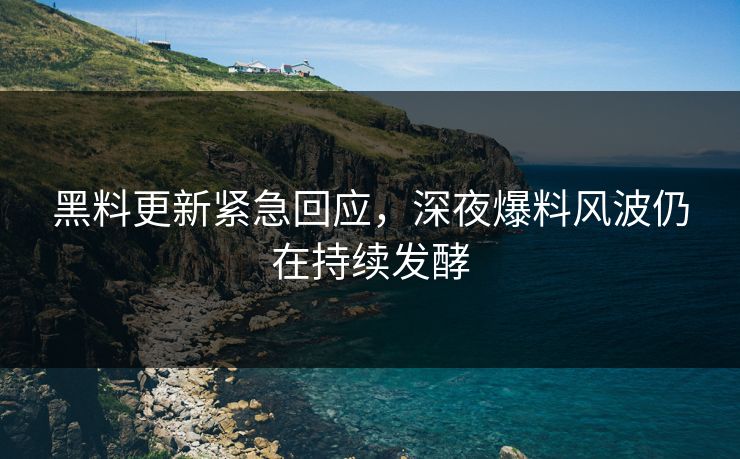 黑料更新紧急回应，深夜爆料风波仍在持续发酵