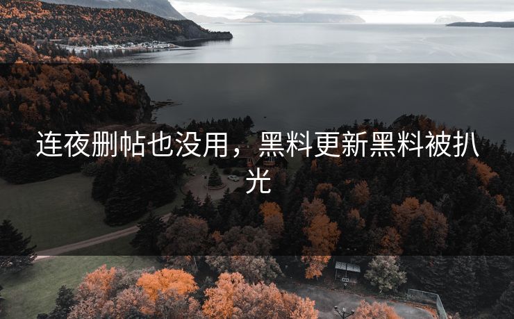 连夜删帖也没用，黑料更新黑料被扒光