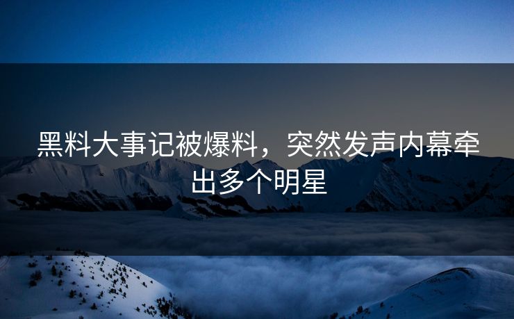 黑料大事记被爆料，突然发声内幕牵出多个明星