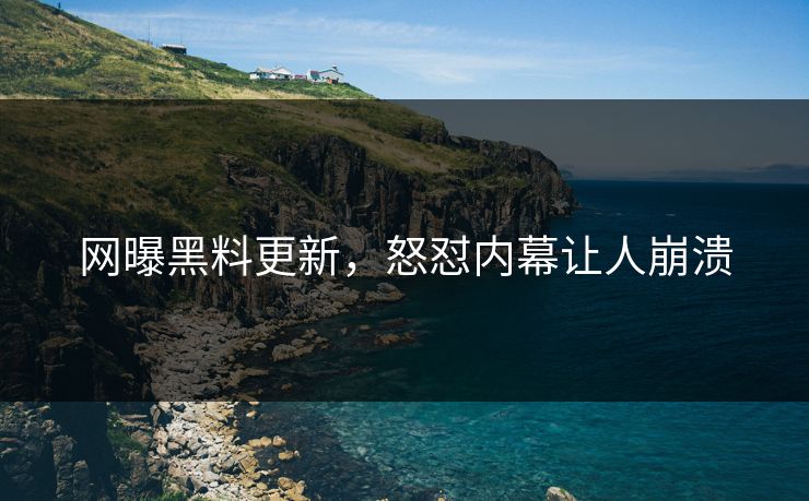 网曝黑料更新，怒怼内幕让人崩溃