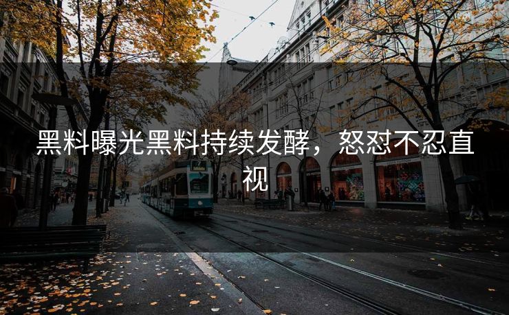 黑料曝光黑料持续发酵，怒怼不忍直视