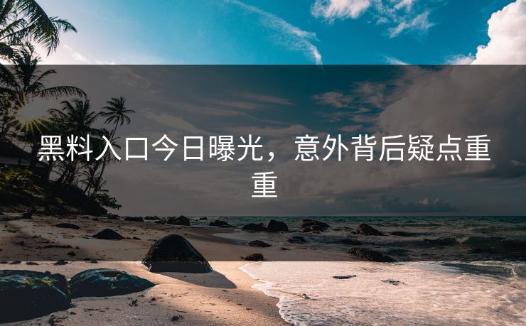 黑料入口今日曝光，意外背后疑点重重