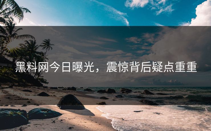 黑料网今日曝光，震惊背后疑点重重