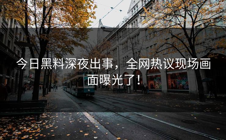 今日黑料深夜出事，全网热议现场画面曝光了！