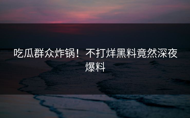 吃瓜群众炸锅！不打烊黑料竟然深夜爆料