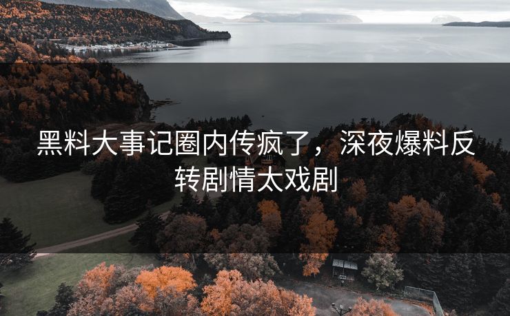 黑料大事记圈内传疯了，深夜爆料反转剧情太戏剧