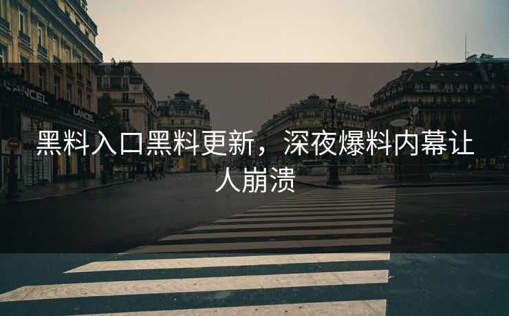 黑料入口黑料更新，深夜爆料内幕让人崩溃