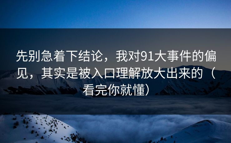 先别急着下结论，我对91大事件的偏见，其实是被入口理解放大出来的（看完你就懂）